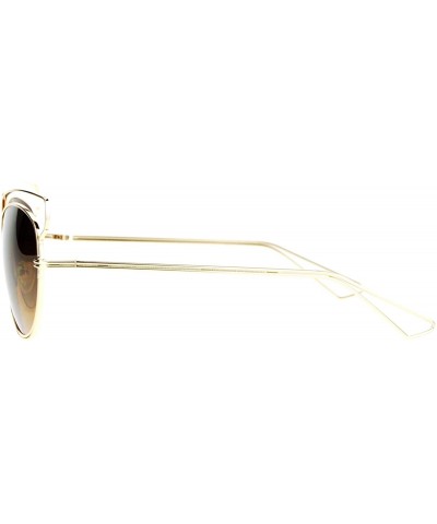 Metal Wire Rim Horned Butterfly Womens Sunglasses - Gold Brown - C412FLPIILN $8.42 Butterfly