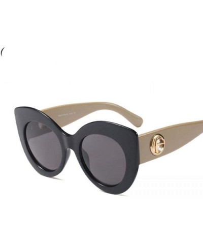 Luxury Big Cat Eye Sunglasses Women 2019 Fashion Shades UV400 C6 Beige Coffee - C4 Bright Black - C018YKTEMKO $8.69 Aviator