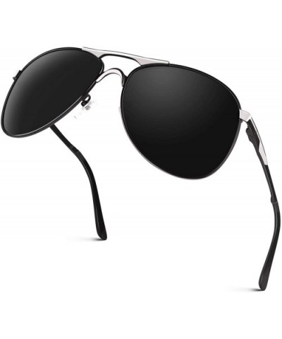 Classic Military Style Pilot Polarized Sunglasses Spring Hinges Al-Mg for mens womens MOS1 - C318Q5ZYQQZ $13.52 Rimless