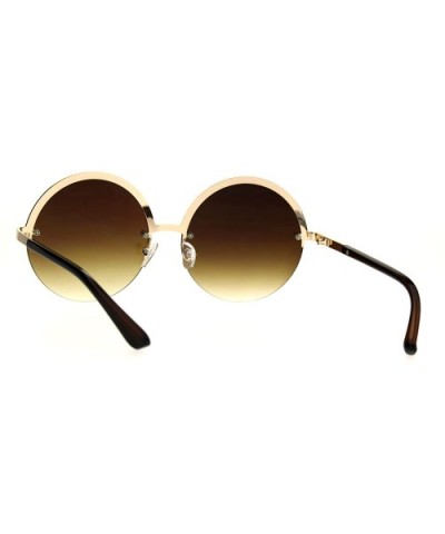 Womens Fashion Sunglasses Trending Half Rim Round Circle Frame UV 400 - Gold (Brown) - CF186LN955S $9.21 Round