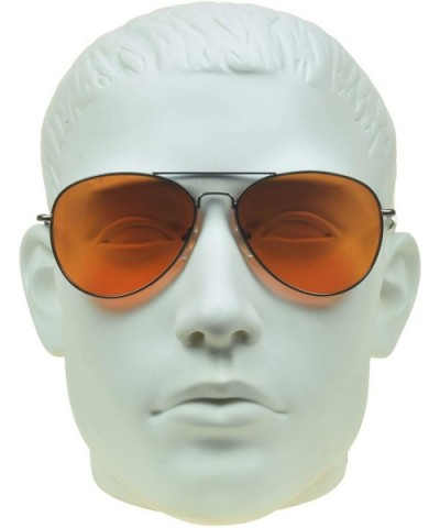 Classic Retro Aviator Blue Blocking Sunglasses Amber for Men and Women - Gunmetal - CD18TQIKUAC $13.43 Aviator