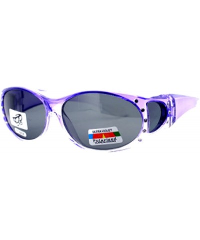 2 Womens Polarized Rhinestone Fit Over Ombre Sunglasses Wear Over Eyeglasses - 1 Purple / 1 Red - C412IPS61WV $16.64 Wrap