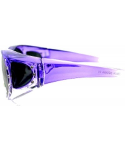 2 Womens Polarized Rhinestone Fit Over Ombre Sunglasses Wear Over Eyeglasses - 1 Purple / 1 Red - C412IPS61WV $16.64 Wrap