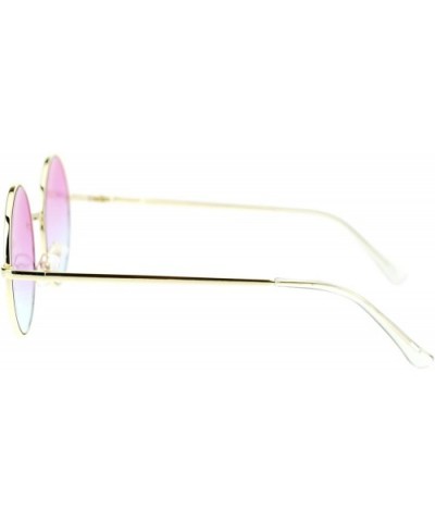 2 Tone Color Lens Retro Vintage Style Round Circle Hippie Groovy Sunglasses - Pink Blue - CH11WTJ2QMR $5.06 Oversized