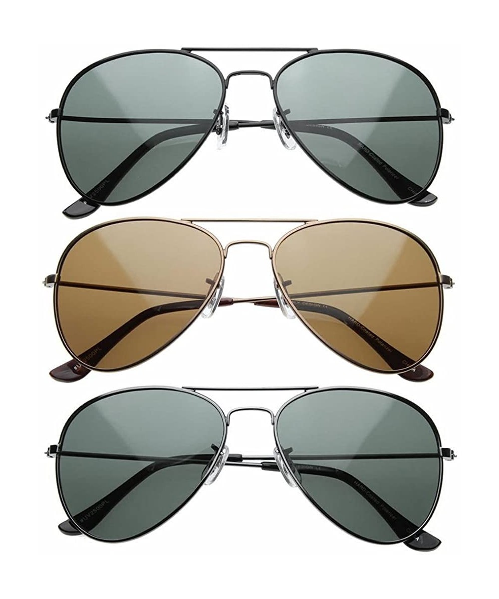 Classic Large Polarized Aviator Sunglasses 3 Pack - CT110ZM3E3F $7.02 Wayfarer