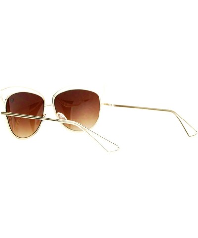 Metal Wire Rim Horned Butterfly Womens Sunglasses - Gold Brown - C412FLPIILN $8.42 Butterfly