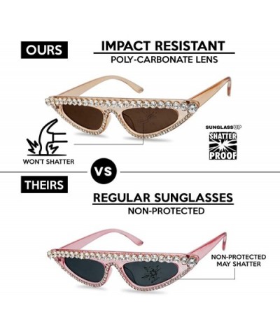Diamond Sunglasses Studded Rhinestones Protection - CV18I4DS6LU $13.85 Oval