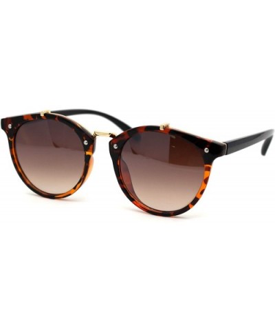 Womens Designer Fashion Round Keyhole Horn Rim Plastic Sunglasses - Brown Tortoise - CY18WQYL649 $9.46 Round