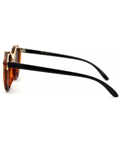 Womens Designer Fashion Round Keyhole Horn Rim Plastic Sunglasses - Brown Tortoise - CY18WQYL649 $9.46 Round