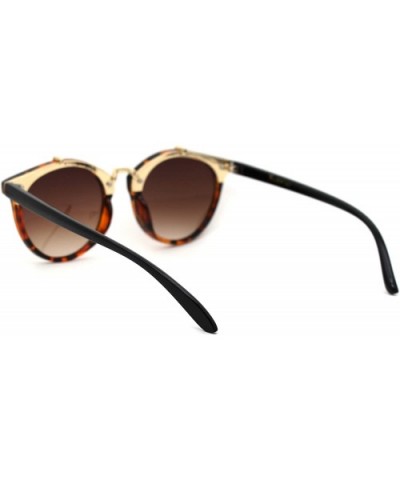 Womens Designer Fashion Round Keyhole Horn Rim Plastic Sunglasses - Brown Tortoise - CY18WQYL649 $9.46 Round