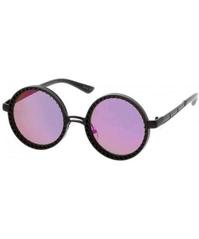 Fashion Culture Women's Steampunk Round Mirrored Sunglasses - Purple - CS18D4GMDE4 $14.67 Round
