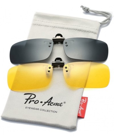 Polarized Clip on Sunglasses Unisex Frameless Rectangle Lens (2-Pack) - Black + Yellow/Night Vision Glasses - C518ET83CO9 $12...
