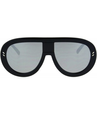 Futuristic Fashion Sunglasses Oversized Round Shield Goggle Frame UV 400 - Black (Silver Mirror) - CE187IE5QZD $7.41 Oversized