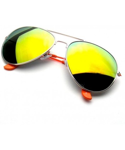 Aviator Sunglasses Vintage Mirror Lens New Men Women Fashion Frame Retro Pilot - Colorful Arm - Orange - CR12O69OOWS $7.27 Av...