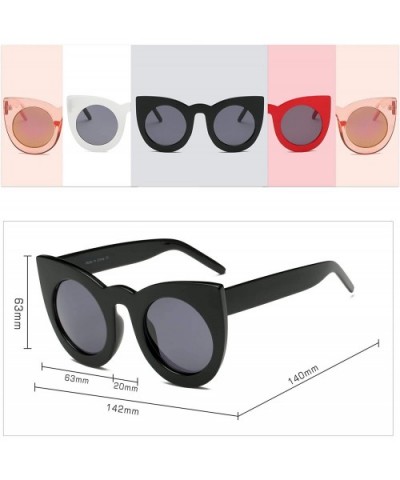 Women Round Cat Eye Oversized Designer Sunglasses - Red - C018I9RWCRN $4.48 Round