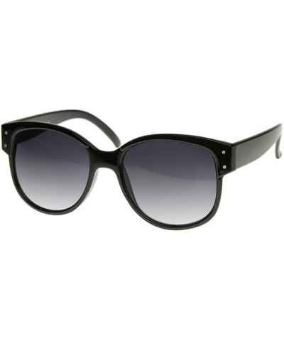 Designer Inspired Large Oversized Retro Style Sunglasses with Metal Rivets (Black) - CF118PZYWL7 $5.73 Oversized