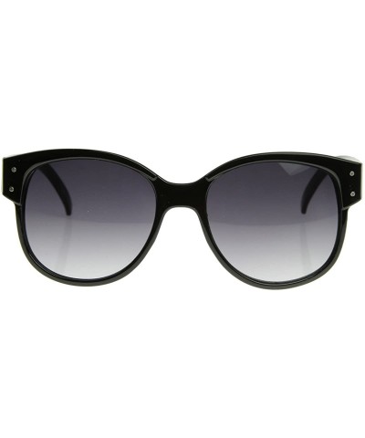 Designer Inspired Large Oversized Retro Style Sunglasses with Metal Rivets (Black) - CF118PZYWL7 $5.73 Oversized