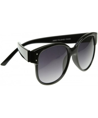 Designer Inspired Large Oversized Retro Style Sunglasses with Metal Rivets (Black) - CF118PZYWL7 $5.73 Oversized