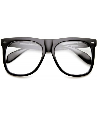 Large Bold Oversized Modified Clear Lens Horn Rimmed Sunglasses (Black) - CG11EWAC4QN $5.96 Oversized
