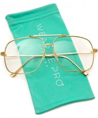 70's Style Clear Glasses Gold Frame Aviator Style - Gold - CA12NT73C83 $13.68 Round