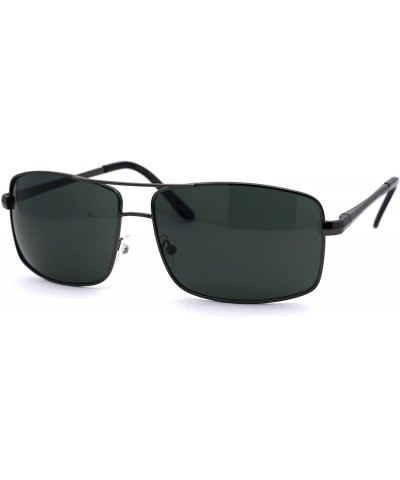 Mens Narrow Rectangular Pilots Metal Rim 90s Sunglasses - Gunmetal Green - CE19624CU06 $9.39 Oversized