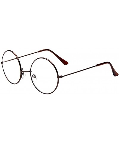 Vintage College Stylish Round Oval Clear Lens Retro Glasses Metal Frame - Brown - C4196M8WKEE $4.39 Round