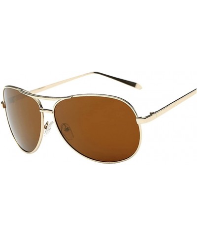 Men's Polarized UV-resistant Sunglasses Metal frame dark glasses - Gold/Tawny C6 - CE12DR0MQOT $8.06 Oval