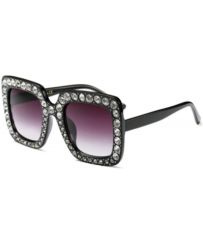 Extra Large Squared Elton Crystal Sunglasses Bling Rhinestone Concert Glasses - Black - CT18ZA86X7Z $13.59 Oversized