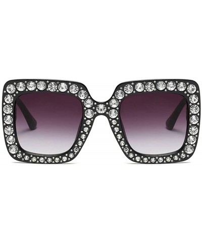 Extra Large Squared Elton Crystal Sunglasses Bling Rhinestone Concert Glasses - Black - CT18ZA86X7Z $13.59 Oversized