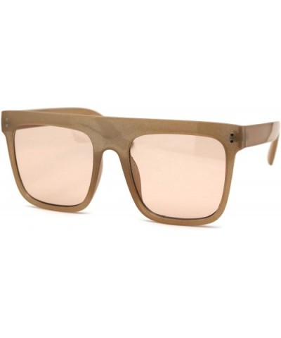 Flat Top Mobster Mafia Rectangular Retro Sunglasses - Beige Light Brown - C5197NIO0SQ $6.15 Oversized