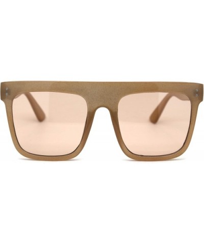 Flat Top Mobster Mafia Rectangular Retro Sunglasses - Beige Light Brown - C5197NIO0SQ $6.15 Oversized