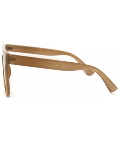 Flat Top Mobster Mafia Rectangular Retro Sunglasses - Beige Light Brown - C5197NIO0SQ $6.15 Oversized