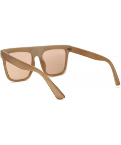 Flat Top Mobster Mafia Rectangular Retro Sunglasses - Beige Light Brown - C5197NIO0SQ $6.15 Oversized