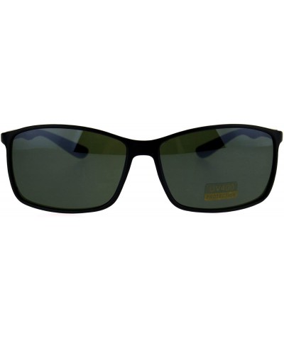 Classic Mens Thin Plastic Rectangle Agent Sport Sunglasses - Black Green - CA185CHKE3I $7.14 Rectangular