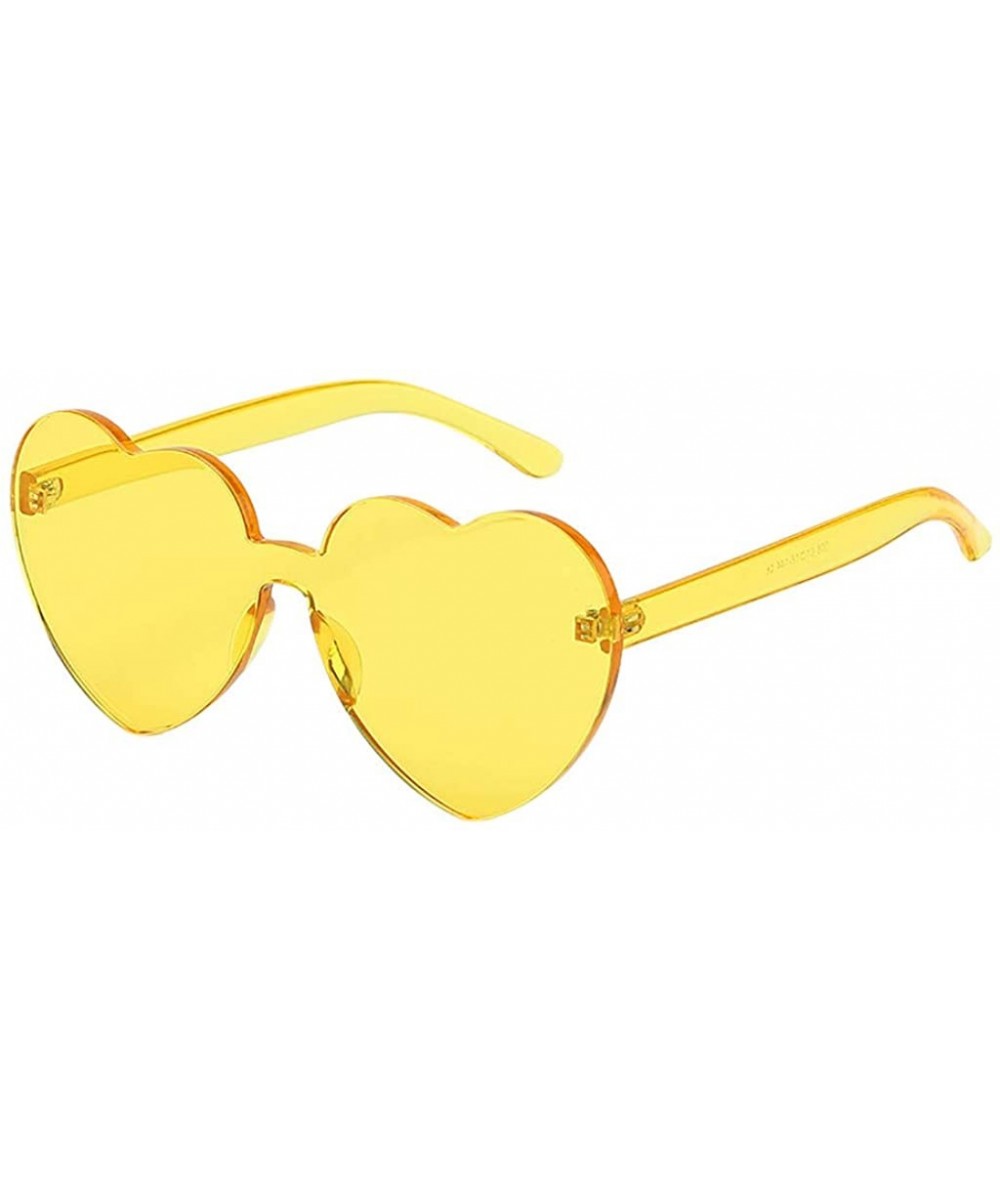 Love Heart Shaped Sunglasses Women PC Frame Resin Lens Sun Glasses UV400 Sunglasses - Yellow - CO199A44573 $7.45 Square