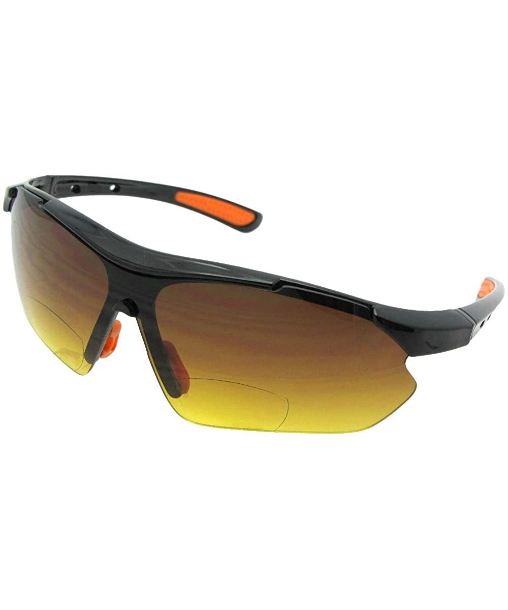 Bifocal Sunglasses High Density Lenses Style B35 - Black Frame-orange Pads - CV189673ZE9 $12.86 Wrap
