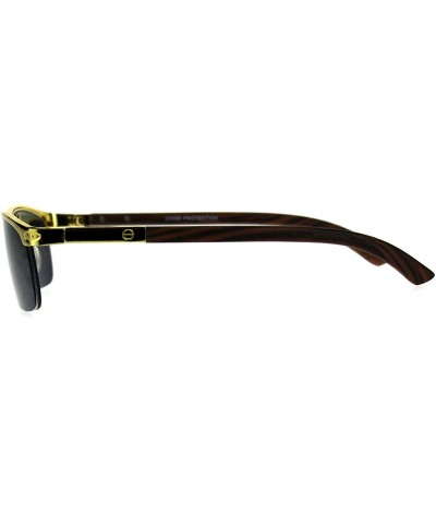 Mens Narrow Yellow Gold Half Rim Flat Top Metal Rim Pimp Sunglasses - Solid Black - CC18CLOETKO $11.53 Rectangular