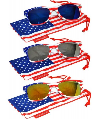 American Flag USA Classic Metal Frame UV Protection OWL. - White_frame_mirror_lens_mix - C212NAJ3WDI $12.95 Aviator