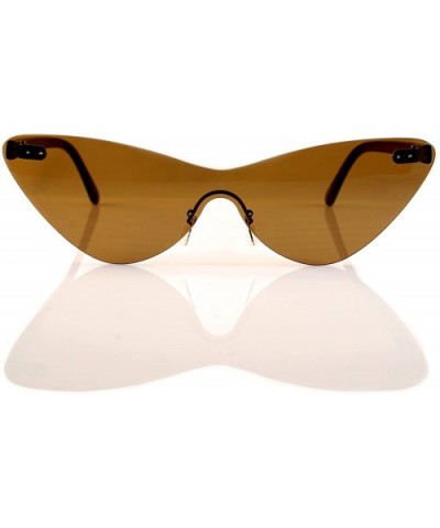 Unisex Futuristic One Piece Rimless Tinted Cat Eye Sunglasses A162 - Brown - CK18CX2ZE0K $9.53 Cat Eye