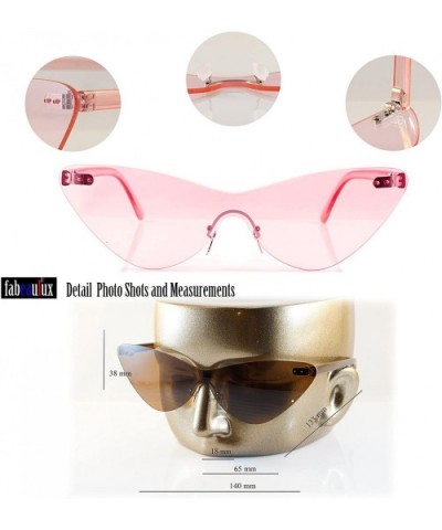 Unisex Futuristic One Piece Rimless Tinted Cat Eye Sunglasses A162 - Brown - CK18CX2ZE0K $9.53 Cat Eye