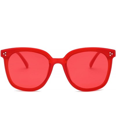 Unique Retro Oversized Unisex Flat Mirrored Lens Sunglasses Designer Style LK1802 - Red/Red - CJ18N8T7Z7T $10.35 Sport