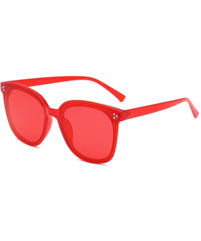 Unique Retro Oversized Unisex Flat Mirrored Lens Sunglasses Designer Style LK1802 - Red/Red - CJ18N8T7Z7T $10.35 Sport