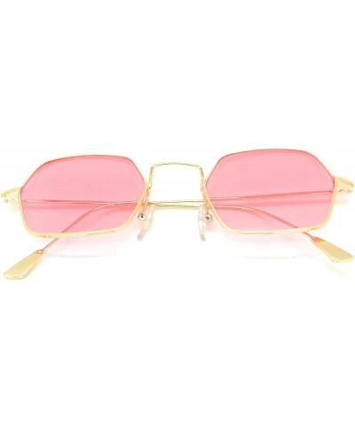 Small Metal Frame Asymmetry Temple Unisex Sunglasses - Light Pink - CH180R8WD6E $6.42 Aviator