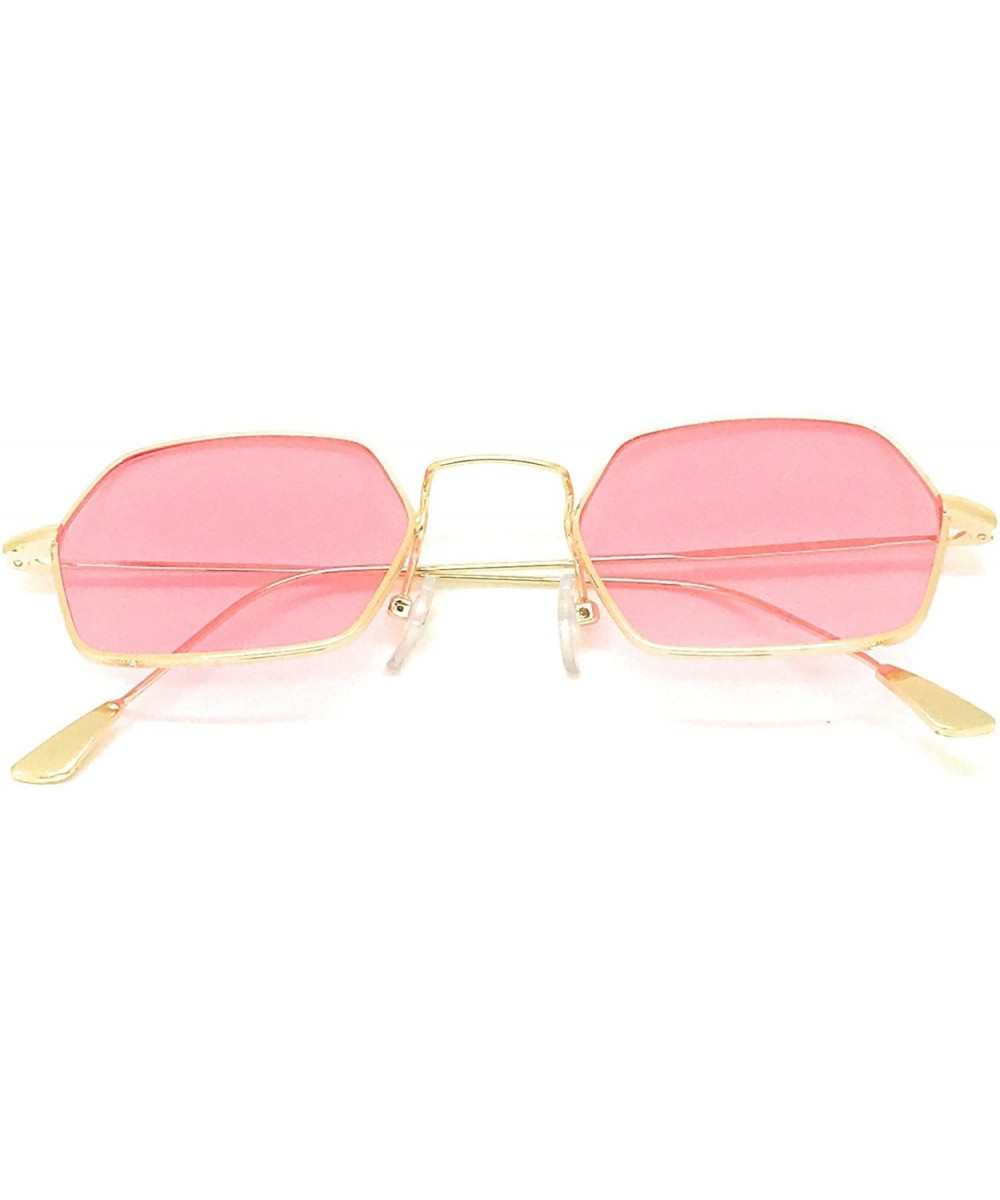 Small Metal Frame Asymmetry Temple Unisex Sunglasses - Light Pink - CH180R8WD6E $6.42 Aviator