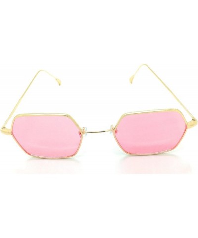 Small Metal Frame Asymmetry Temple Unisex Sunglasses - Light Pink - CH180R8WD6E $6.42 Aviator