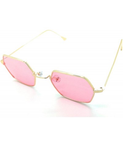 Small Metal Frame Asymmetry Temple Unisex Sunglasses - Light Pink - CH180R8WD6E $6.42 Aviator