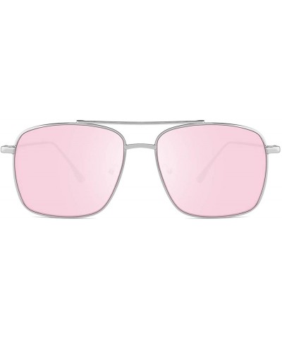 Square Sunglasses for Women Men Chic Style Metal Frame UV400 Protection - Pink - CF18RQZC0K3 $6.56 Oversized