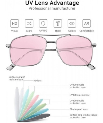 Square Sunglasses for Women Men Chic Style Metal Frame UV400 Protection - Pink - CF18RQZC0K3 $6.56 Oversized