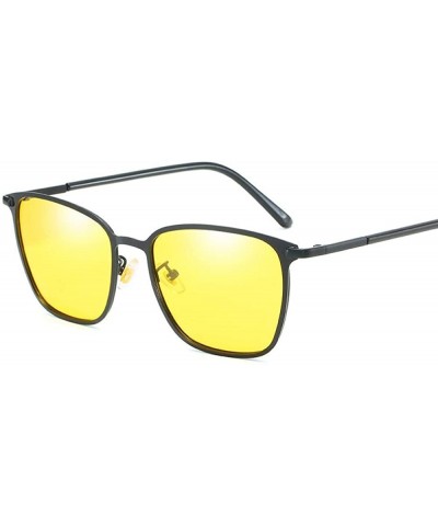 Polarized Sunglasses Men Polarized Square Sunglasses Men Vintage Sun Gold Gray - Black Yellow - CU18Y4SOHIC $8.80 Square