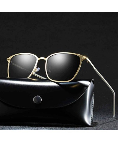 Polarized Sunglasses Men Polarized Square Sunglasses Men Vintage Sun Gold Gray - Black Yellow - CU18Y4SOHIC $8.80 Square